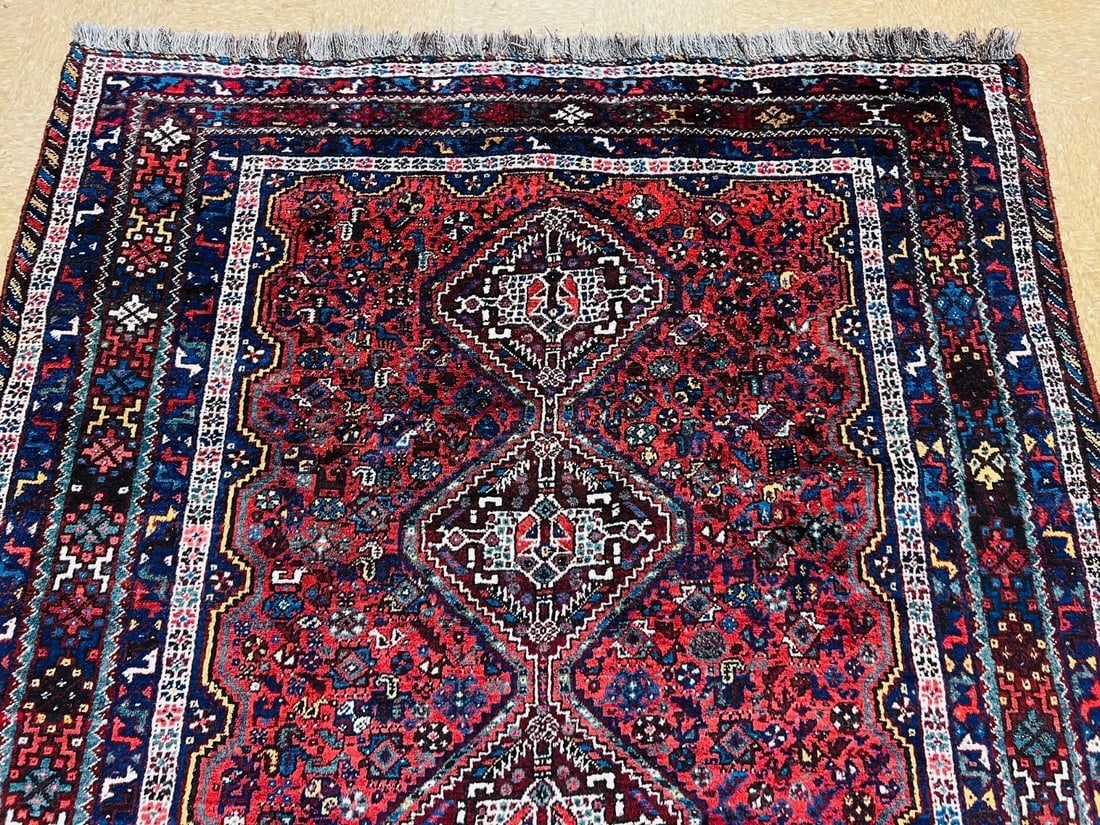 Hand-Knotted Antique Persian Qashqai Tribal Wool Geometric Oriental Area Rug Carpet 6'7" x 10' - 5