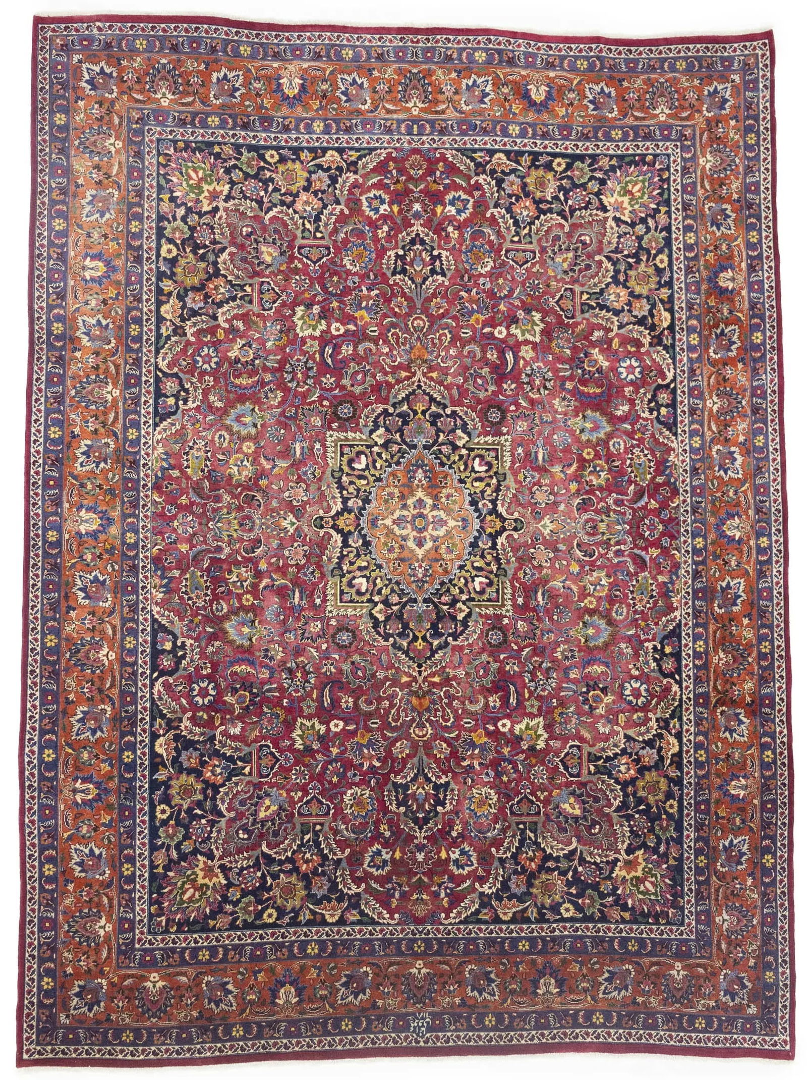Vintage Maroon Red Floral Traditional 10X13 Mashad Persian Rug (1 of 14)