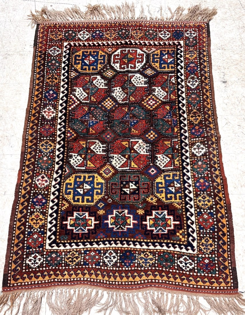 Hand-Knotted Antique Persian Quchan Tribal Geometric Oriental Wool Area Rug 4'3" x 6'11" - 4