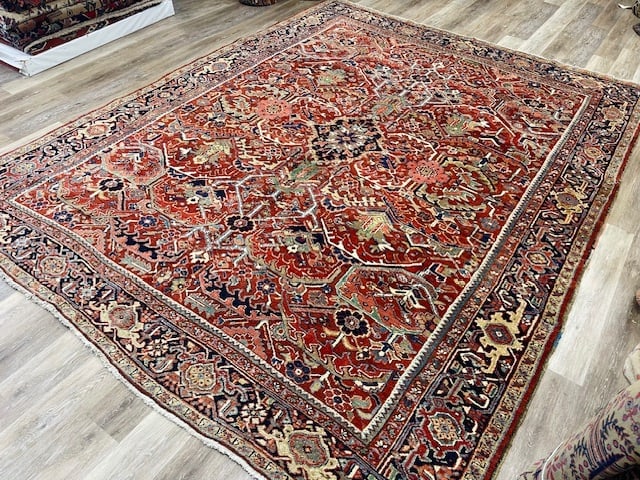 Antique Persian Heriz Rug-5341: Title:Antique Persian Heriz Rug-5341 Description:Charming antique Persian heriz rug with beautiful all over design and beautiful colors , from northwest persia, size 8 ft. 5 inches by 10 ft. 7 inches,