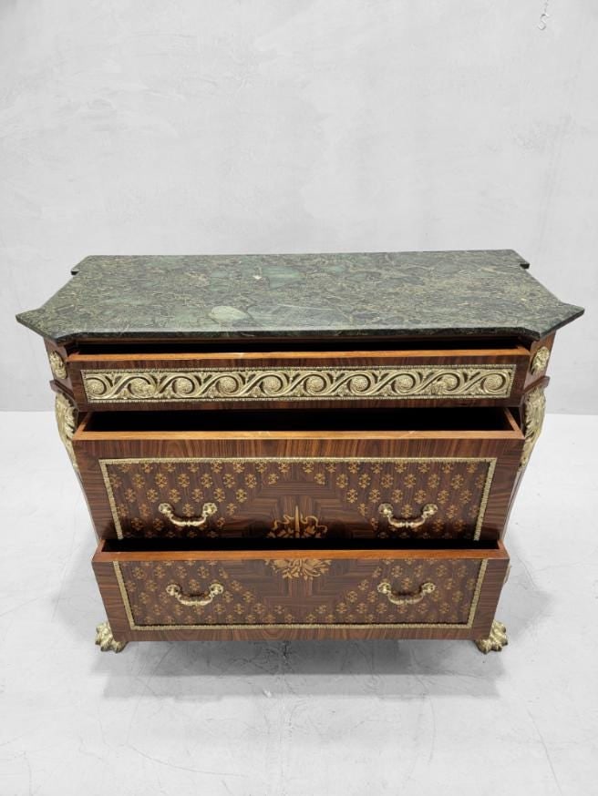 Antique French Empire Style Marquetry Inlay Chest Commode - 2