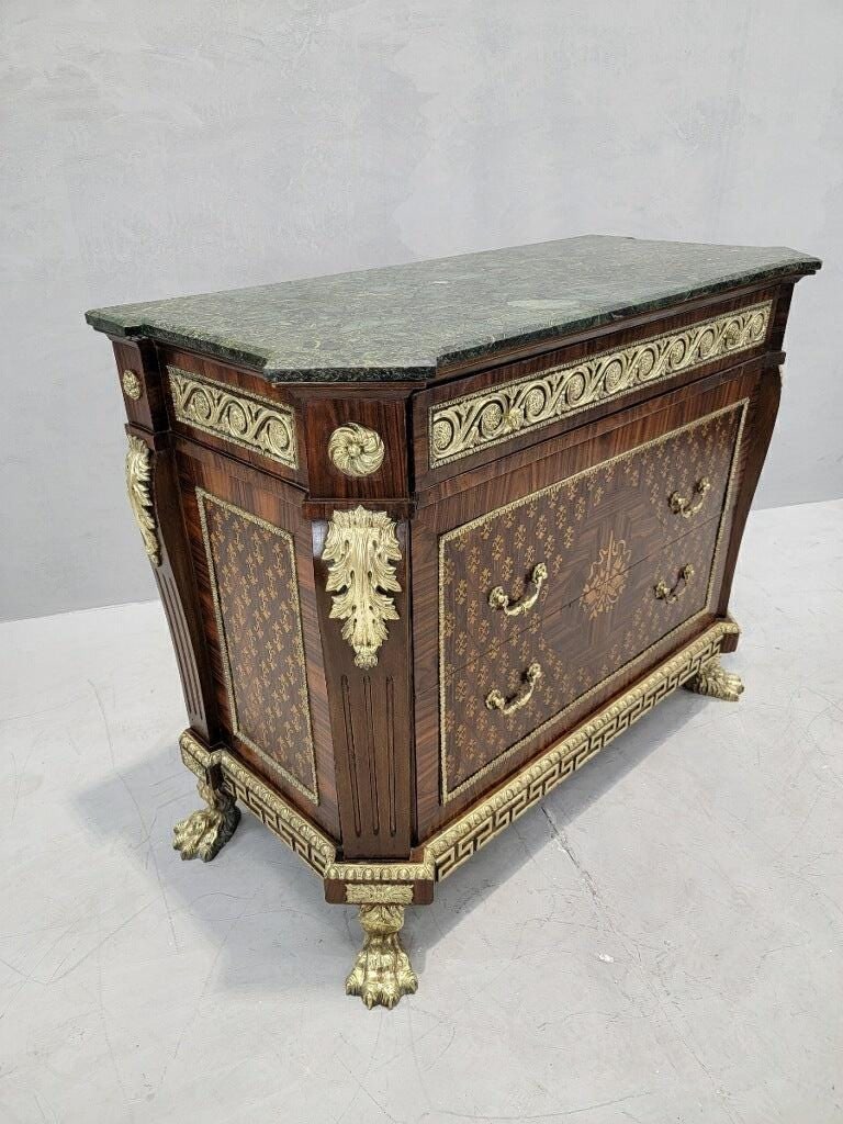 Antique French Empire Style Marquetry Inlay Chest Commode - 3