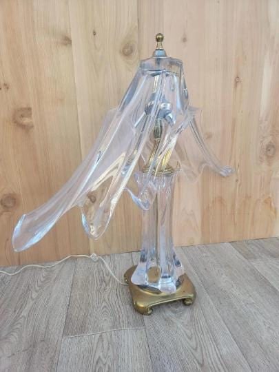 Vintage French Cofrac Art Verrier Freeform Crystal Table Lamp - 3
