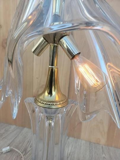 Vintage French Cofrac Art Verrier Freeform Crystal Table Lamp - 8