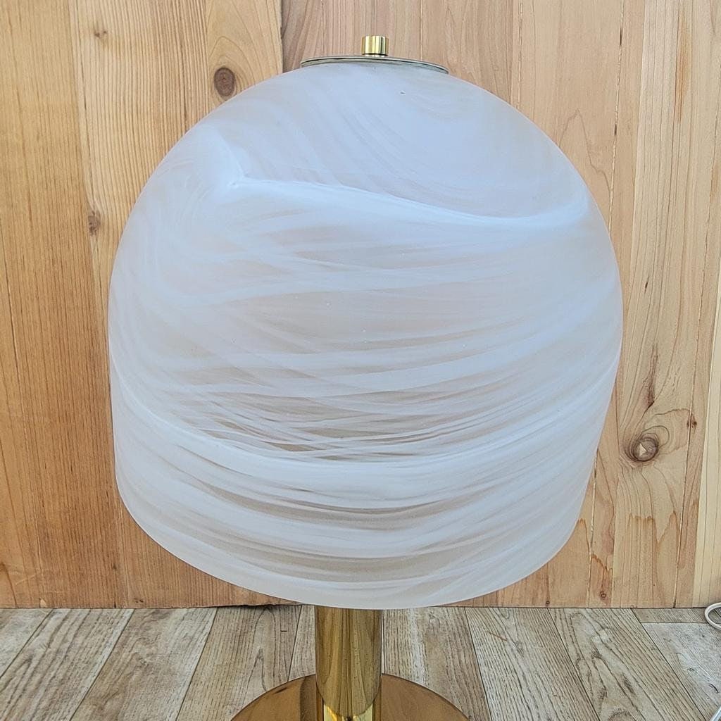 Vintage Italian Deco Table Lamp with Frosted Glass Shade - 7