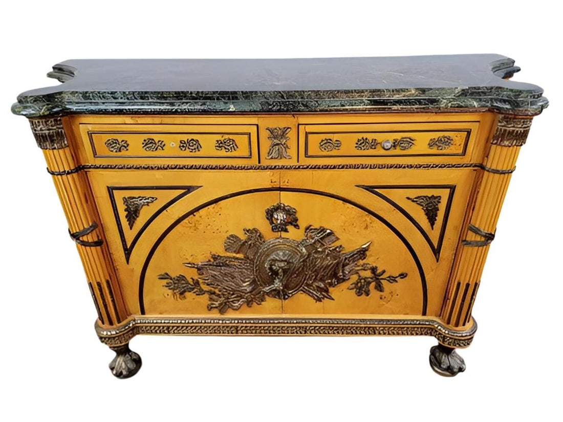 Vintage French Louis XVI Figural Bronze Ormolu Chest Commode - 2