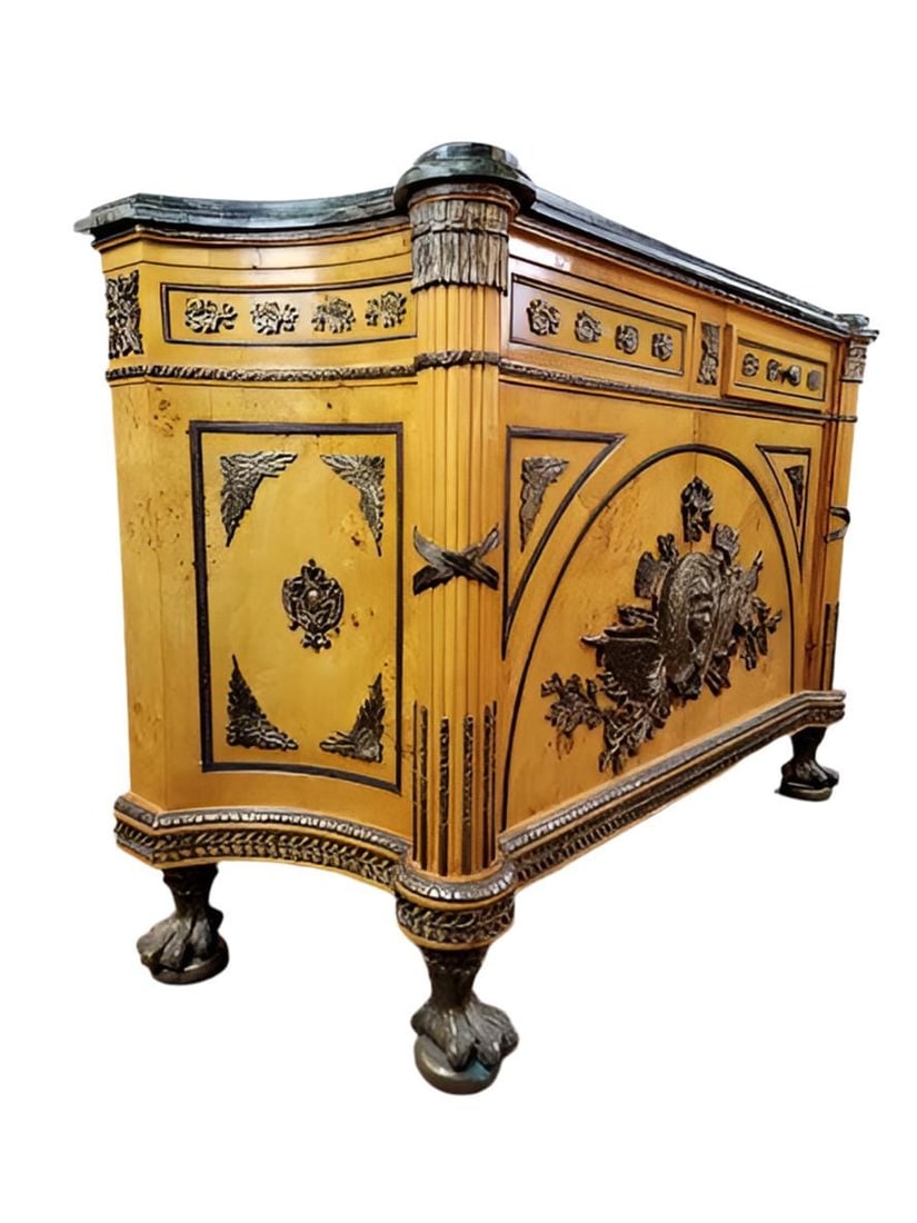 Vintage French Louis XVI Figural Bronze Ormolu Chest Commode - 4