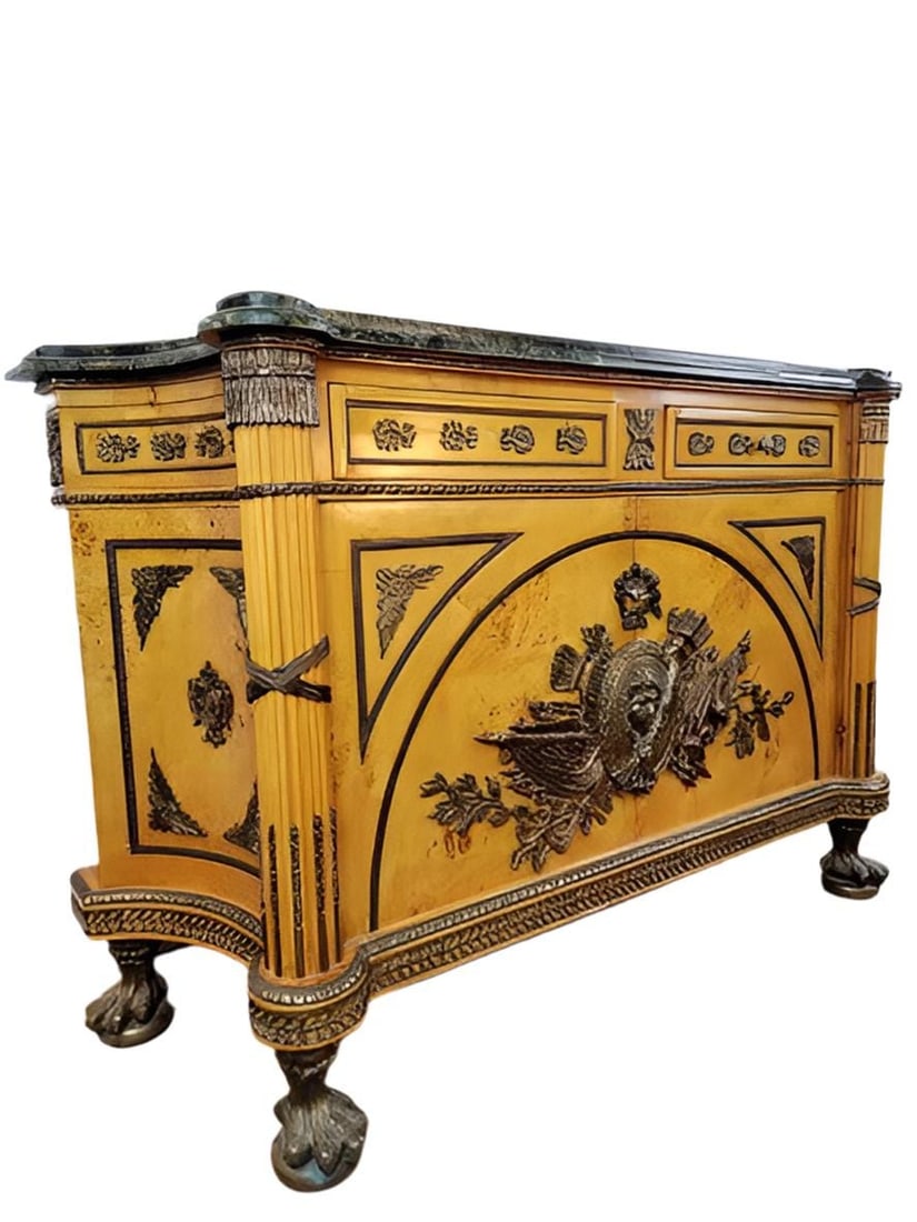 Vintage French Louis XVI Figural Bronze Ormolu Chest Commode - 7