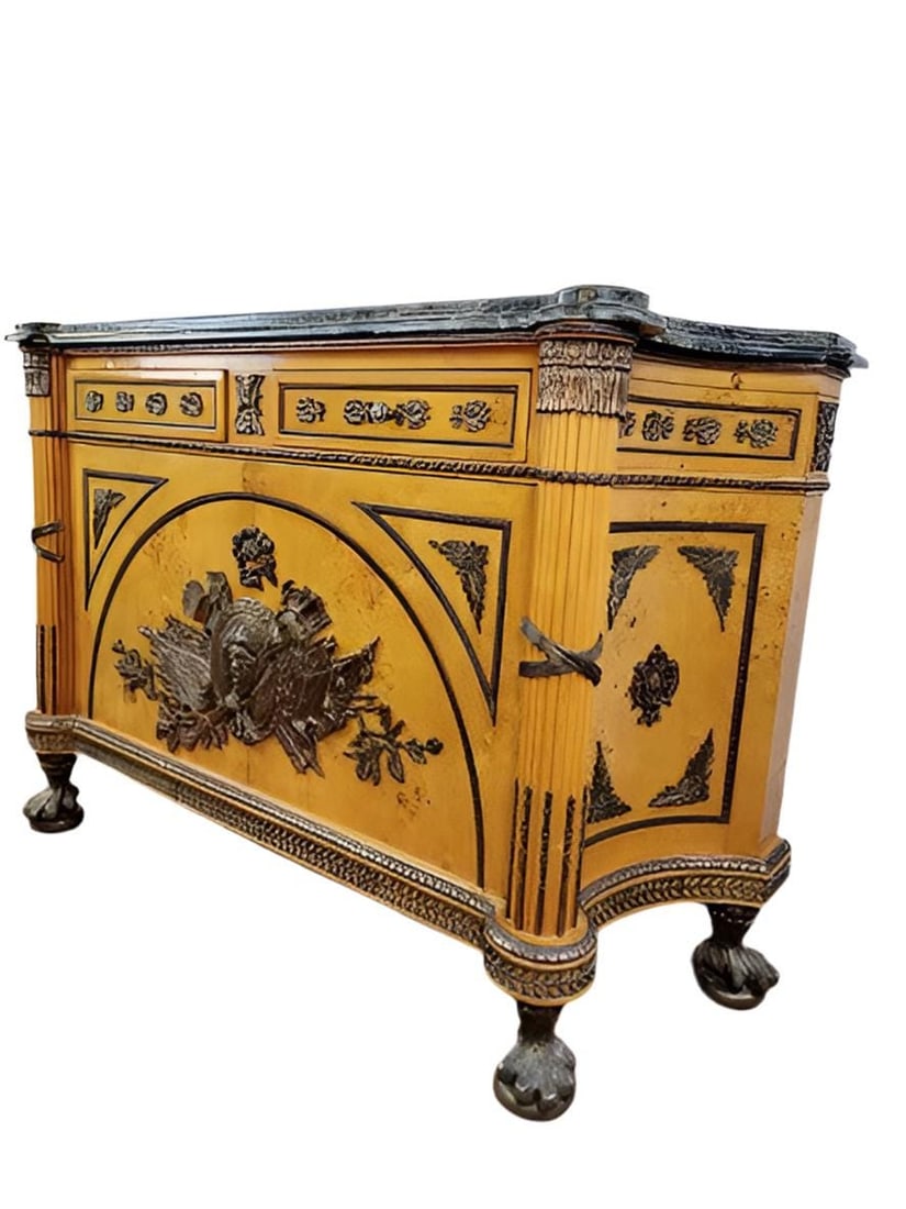 Vintage French Louis XVI Figural Bronze Ormolu Chest Commode - 9
