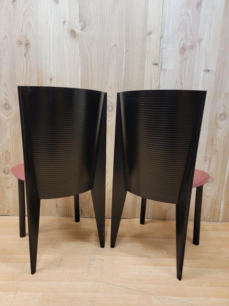 Vintage Postmodern Italian Ebonized Bentwood & Leather Dining Chairs by Calligaris - Set of 6 - 10