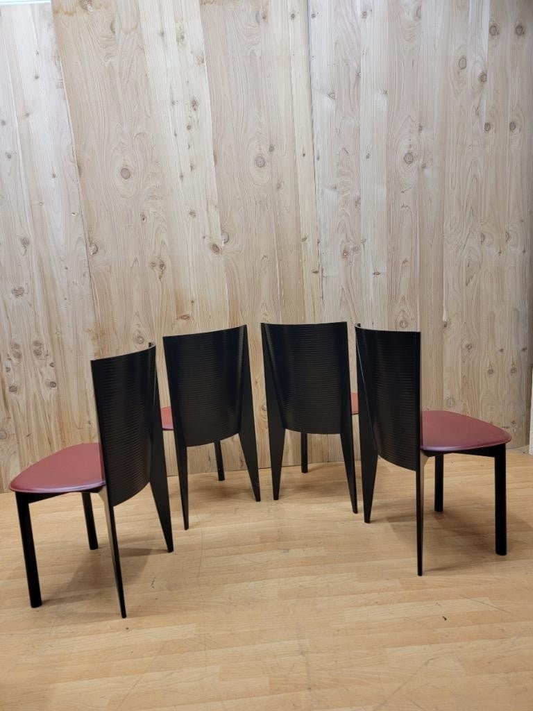 Vintage Postmodern Italian Ebonized Bentwood & Leather Dining Chairs by Calligaris - Set of 6 - 4