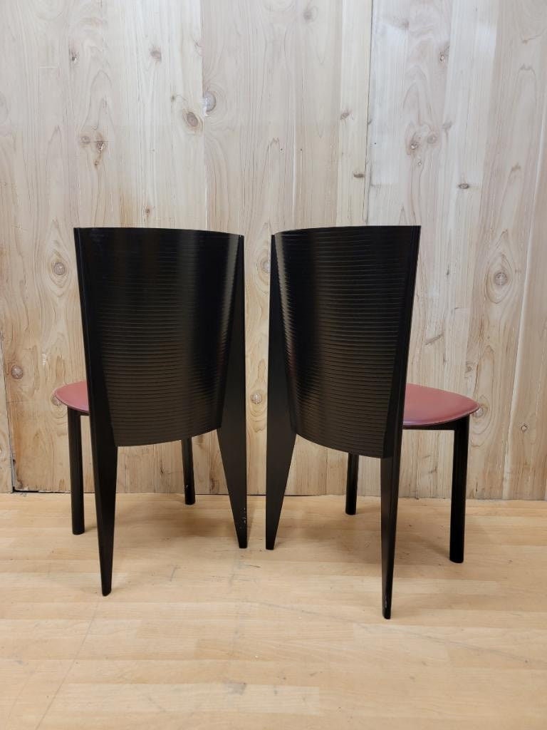 Vintage Postmodern Italian Ebonized Bentwood & Leather Dining Chairs by Calligaris - Set of 6 - 5