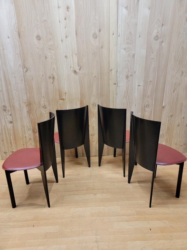Vintage Postmodern Italian Ebonized Bentwood & Leather Dining Chairs by Calligaris - Set of 6 - 8