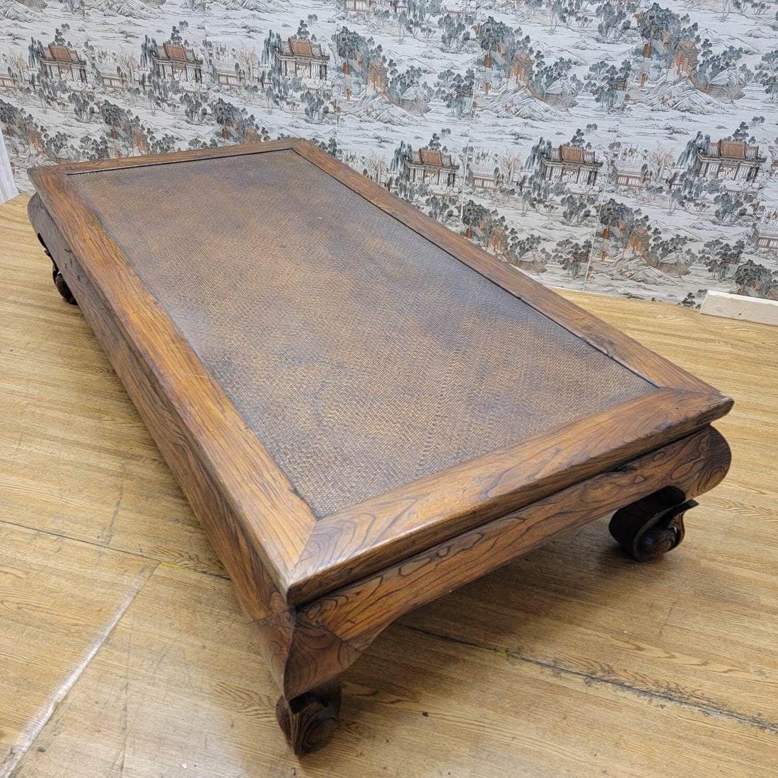 Antique Shanxi Province Elm and Rattan Coffee Table - 3