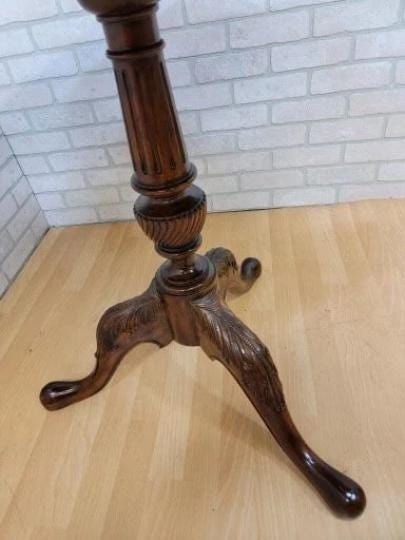 Vintage Georgian Style Flame Mahogany Carved Pie Crust Table by Maitland-Smith - 5