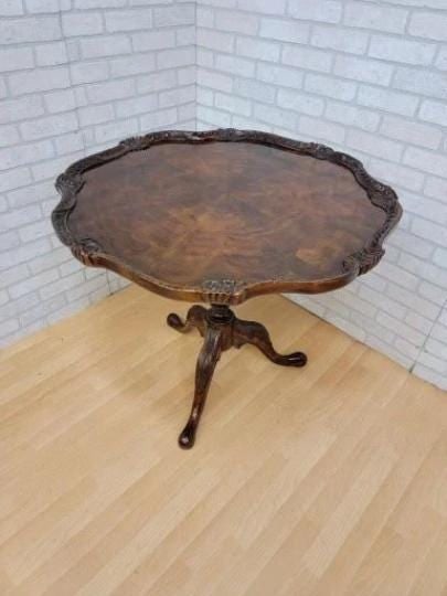 Vintage Georgian Style Flame Mahogany Carved Pie Crust Table by Maitland-Smith - 8