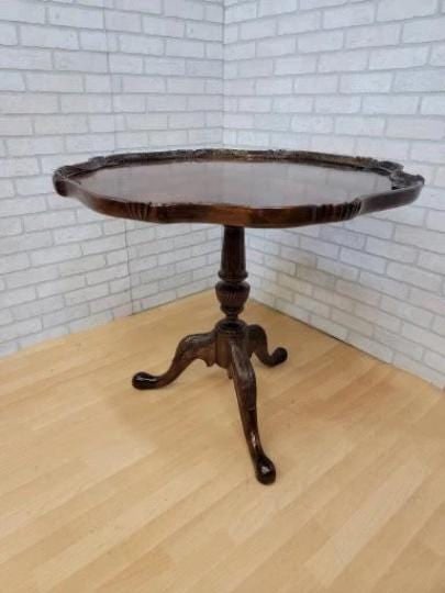 Vintage Georgian Style Flame Mahogany Carved Pie Crust Table by Maitland-Smith - 9