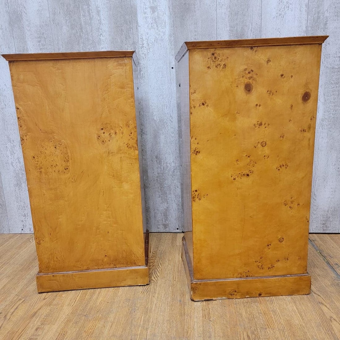 Antique Biedermeier Mirror Back Pier Console Table with 2 Marble Top Side Chests - 9