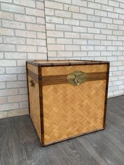 Vintage Asian Style Woven Bamboo Nesting Storage Trunks - Set of 2 - 3