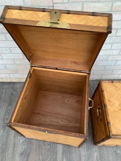 Vintage Asian Style Woven Bamboo Nesting Storage Trunks - Set of 2 - 5