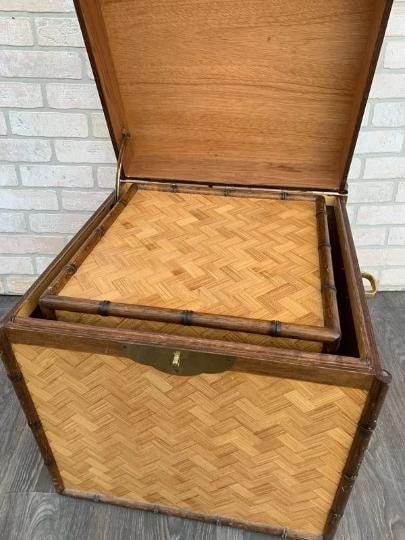 Vintage Asian Style Woven Bamboo Nesting Storage Trunks - Set of 2 - 7
