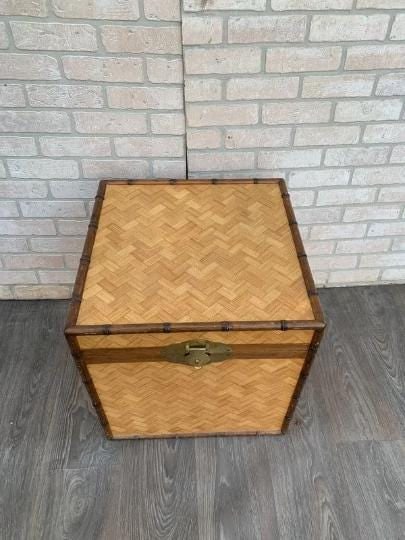 Vintage Asian Style Woven Bamboo Nesting Storage Trunks - Set of 2 - 8