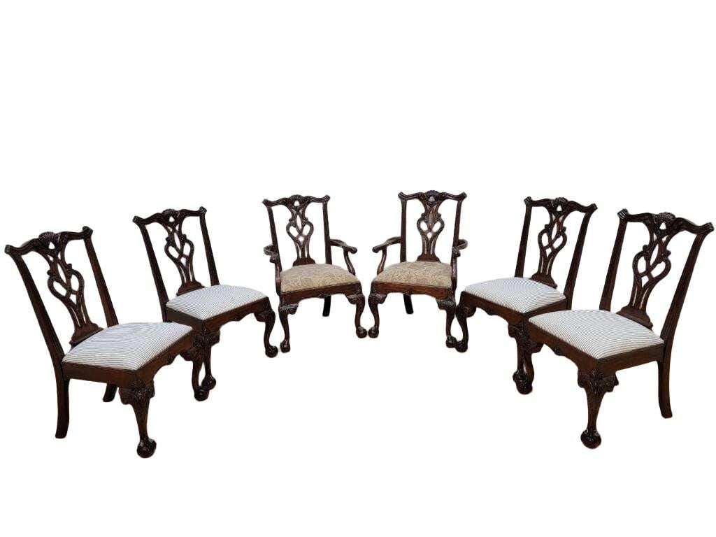 Vintage Henredon Ritterhouse Collection Square Chippendale Style Mahogany Dining Chairs - Set of 6: Title: Vintage Henredon Ritterhouse Collection Square Chippendale Style Mahogany Dining Chairs - Set of 6 Description: Vintage Henredon Ritterhouse Collection Square Chippendale Style Mahogany Dining
