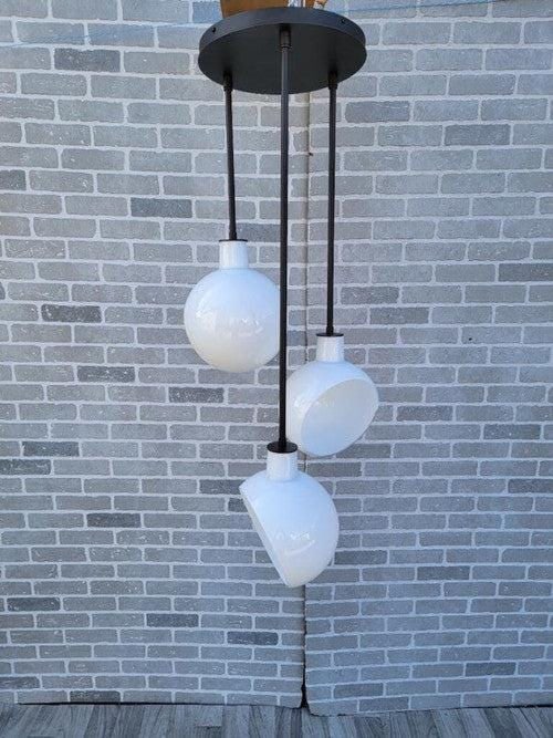 Edendale 9" Angled Opal Hanging 3 Pendant Light Fixture (1 of 8)