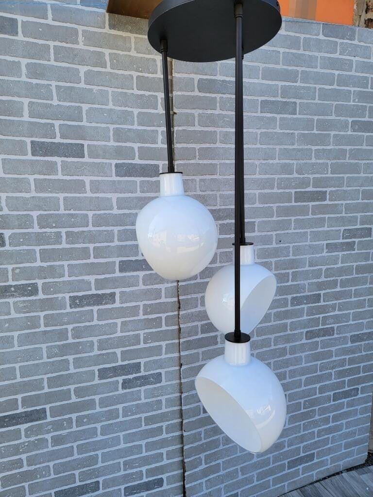 Edendale 9" Angled Opal Hanging 3 Pendant Light Fixture - 4