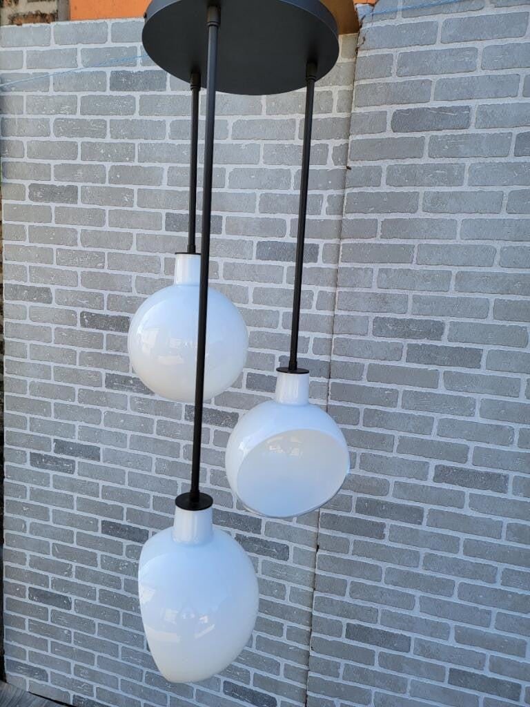 Edendale 9" Angled Opal Hanging 3 Pendant Light Fixture - 5