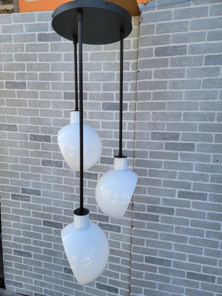 Edendale 9" Angled Opal Hanging 3 Pendant Light Fixture - 6