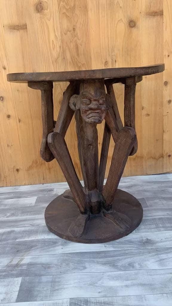 Antique African Tribal Figural Carved Table - 2