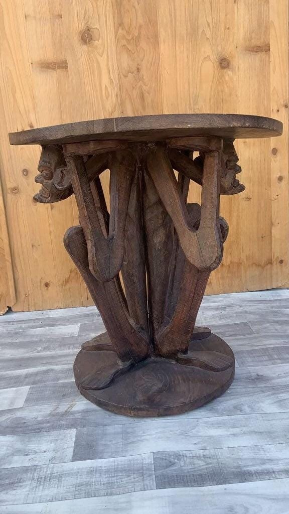 Antique African Tribal Figural Carved Table - 4