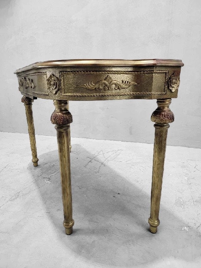 Vintage French Louis XVI Style Gold Gilt Demilune Console Table - 8