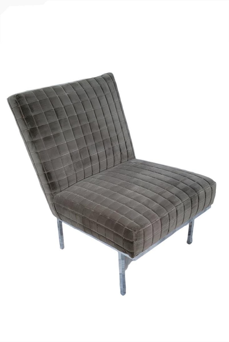 Mid Century Modern Florence Knoll Style Chrome Base Slipper Chair Newly Reupholstered (1 of 9)