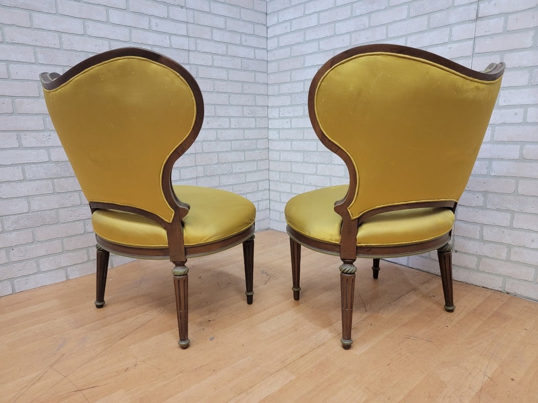 Hollywood Regency Grosfeld House Asymmetrical Tufted Boudoir Chairs - Pair - 7