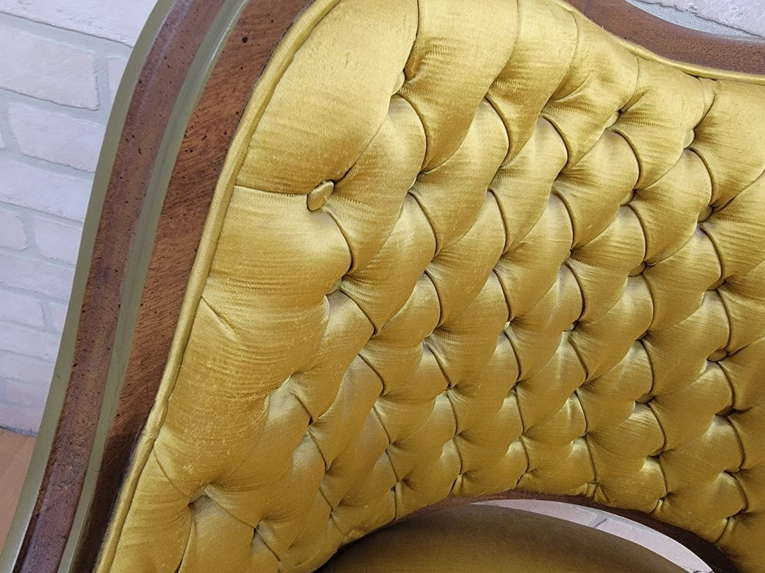 Hollywood Regency Grosfeld House Asymmetrical Tufted Boudoir Chairs - Pair - 9