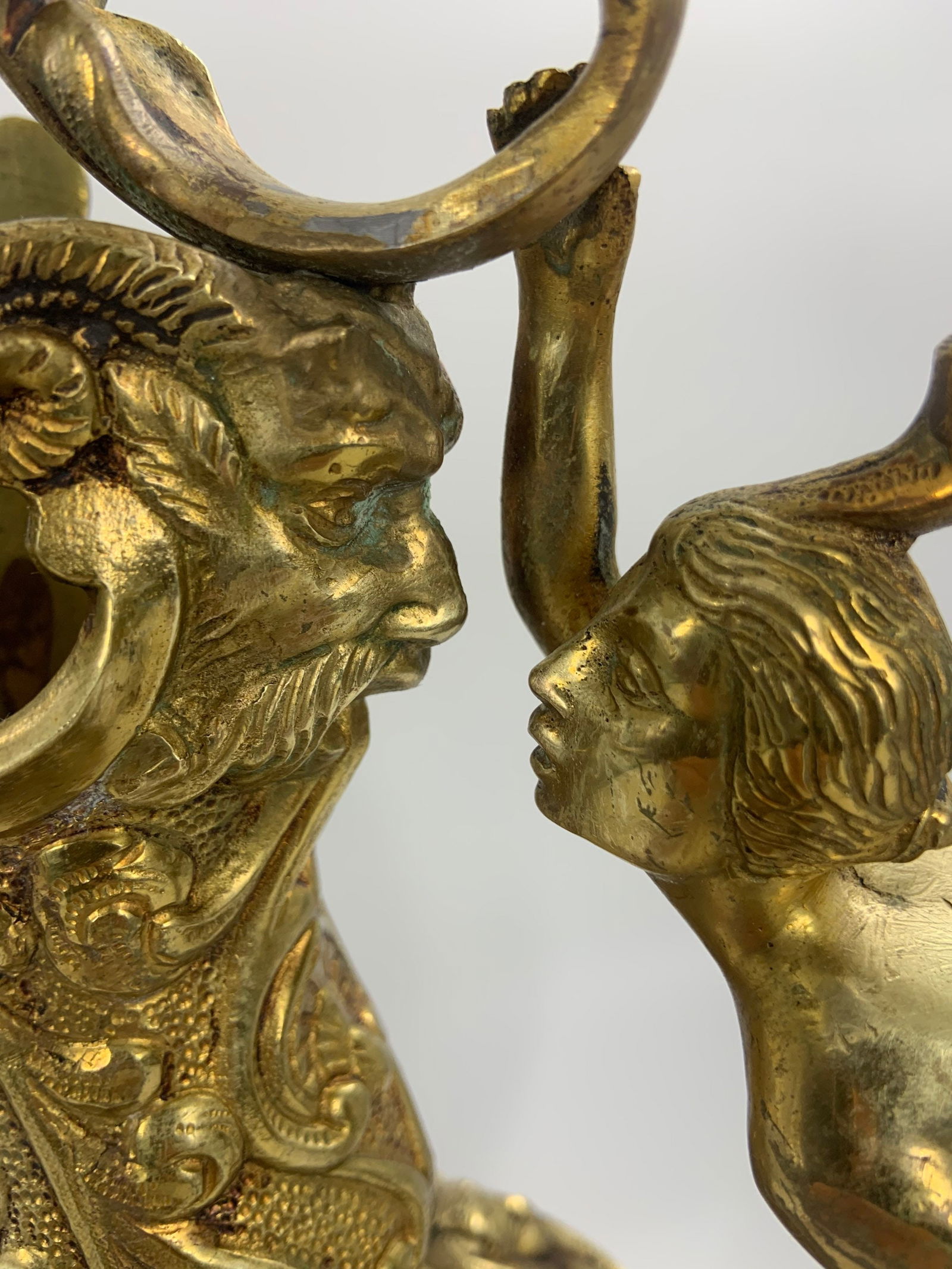 Antique French Renaissance Revival Figural Ormolu Ewers - Pair - 4