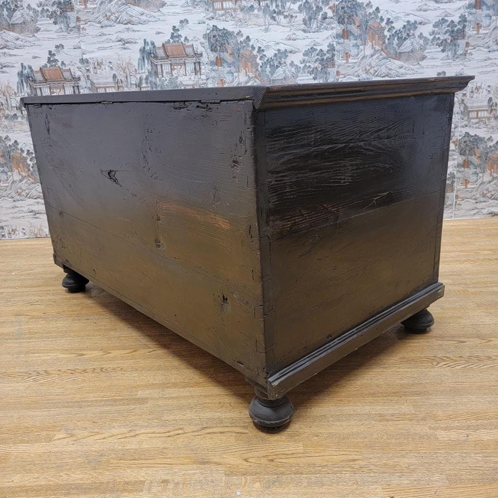 Antique Hand Painted Pine Chest for Storage - 5