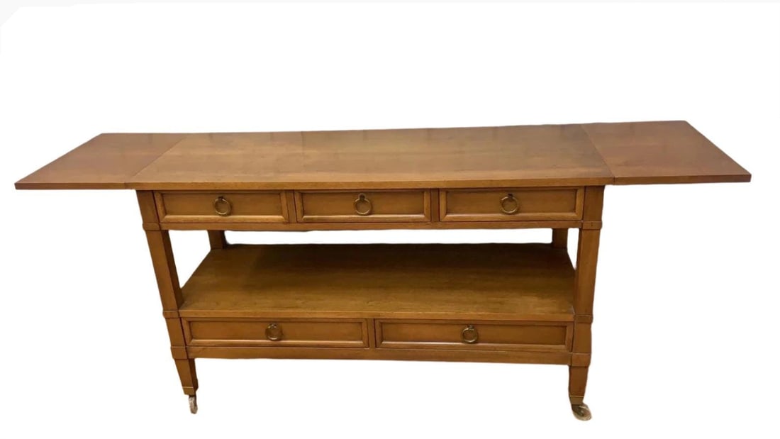 Hollywood Regency Drop Leaf Rolling Bar Server with Drawer Storage by Sleigh Furniture (1 of 7)