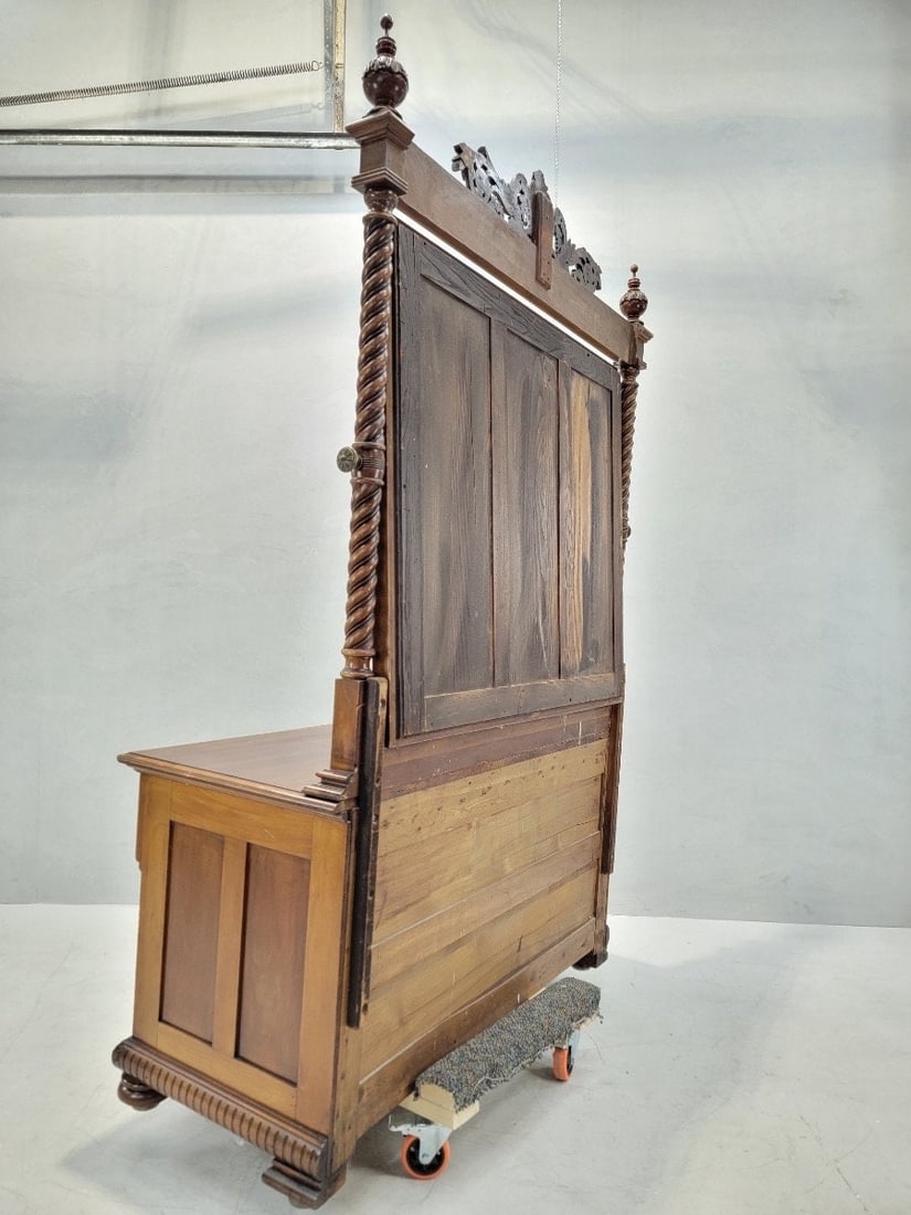 Antique Neoclassical Carved Northwind Face Topped Barley-Twist Beveled Mirror Topped Dresser - 6