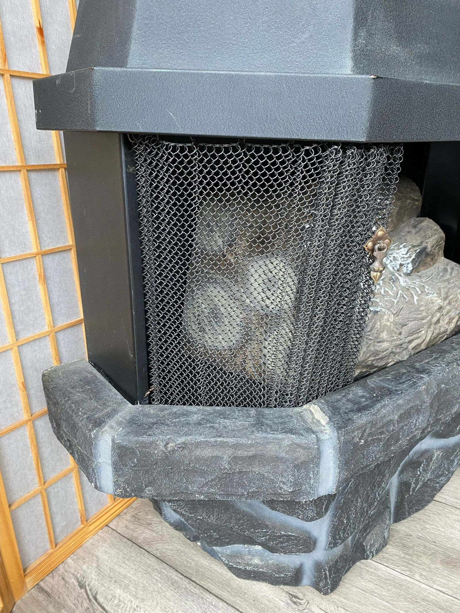 Mid Century Modern Sears Roebuck Electric Fireplace Space Heater in Crinkle Black - 10