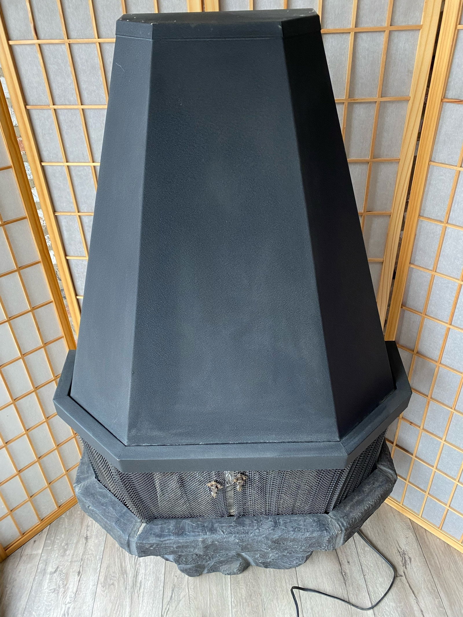 Mid Century Modern Sears Roebuck Electric Fireplace Space Heater in Crinkle Black - 6