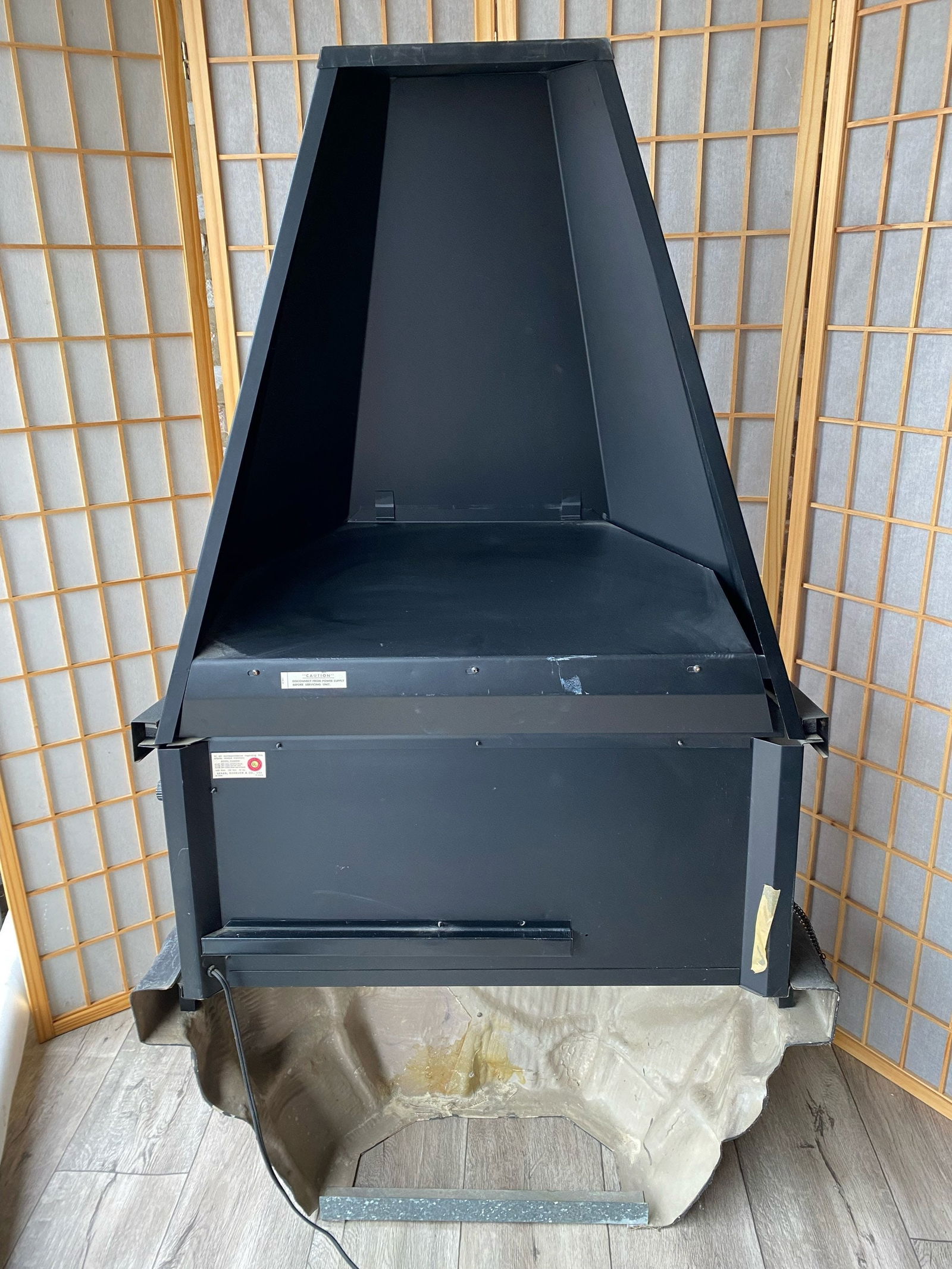 Mid Century Modern Sears Roebuck Electric Fireplace Space Heater in Crinkle Black - 8