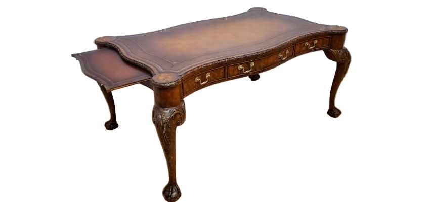 Vintage Chippendale Style Carved Walnut Executive Writing Desk by Maitland Smith - 2