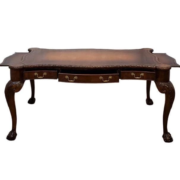 Vintage Chippendale Style Carved Walnut Executive Writing Desk by Maitland Smith - 6