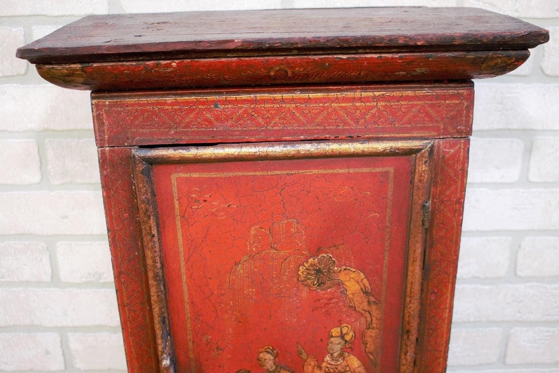 Vintage Asian Hand Painted Double Door Cabinet - 9