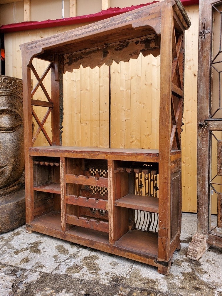 Antique Rustic Bohemian Ornate Carved Bar - 4