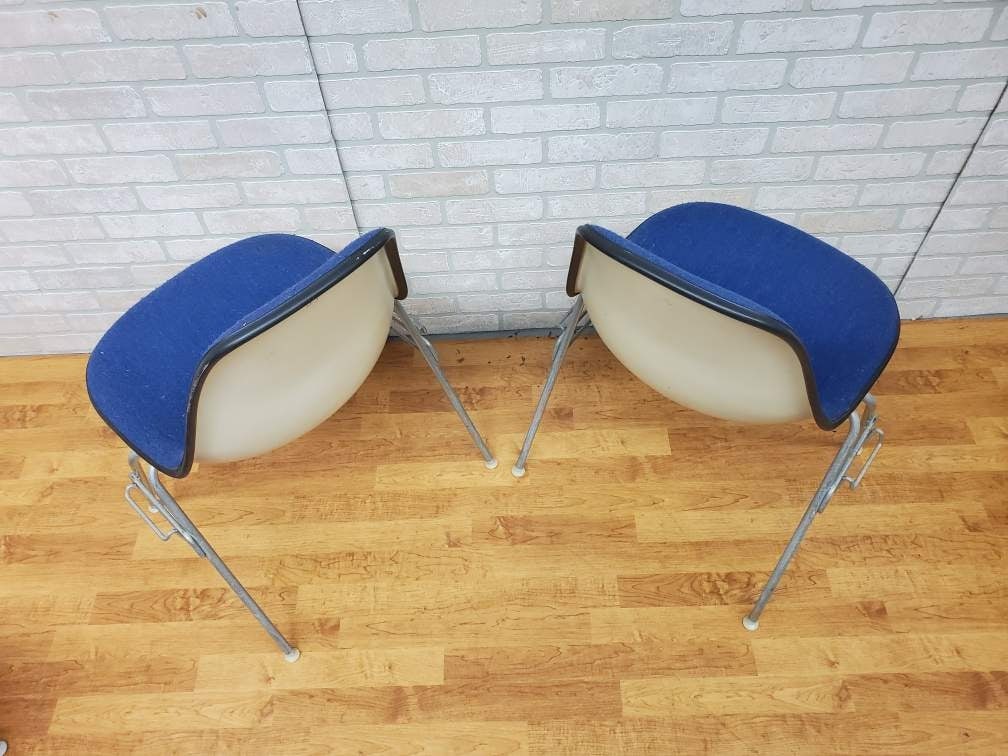 Mid Century Modern Herman Miller Shell Dining Chairs in Blue - Set of 4 - 4