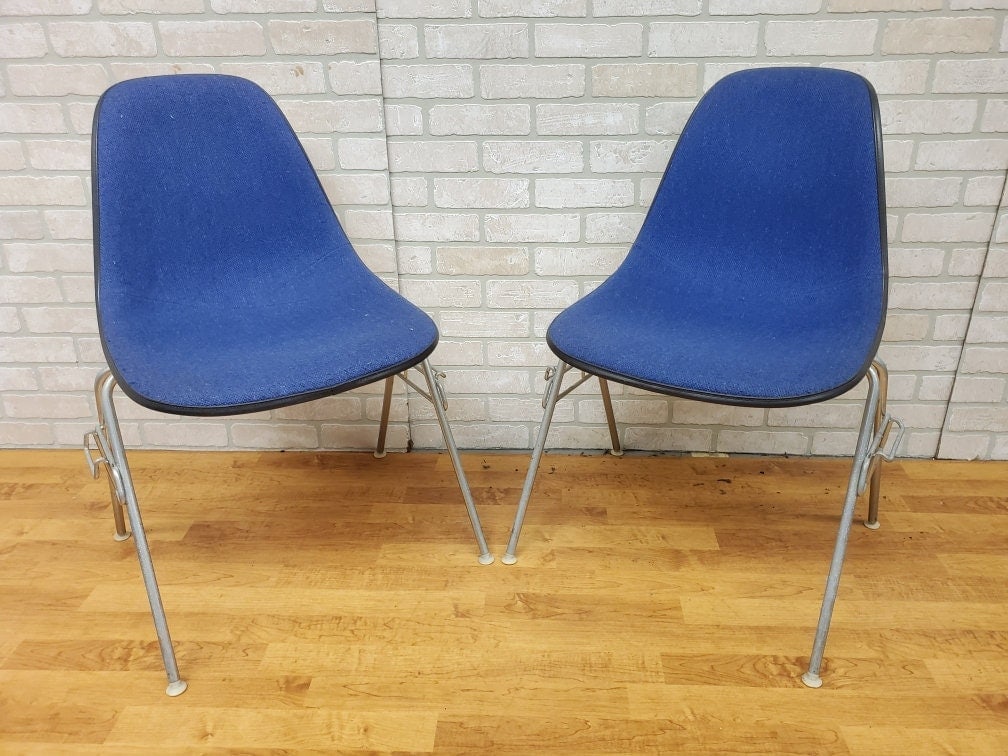 Mid Century Modern Herman Miller Shell Dining Chairs in Blue - Set of 4 - 5